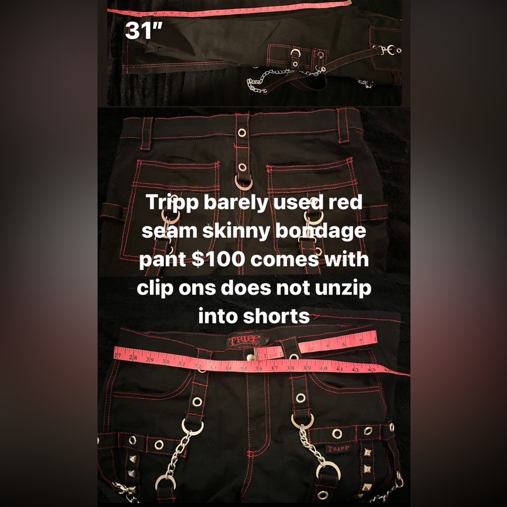 Tripp pants skinny fit red stitch chain bondage pant